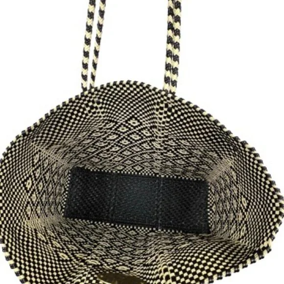 Authentic MacKenzie-Childs Courtyard Tote Medium Black and White Woven - Picture 4 of 9